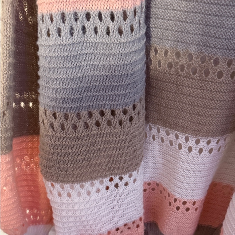 NWOT Pink Color block Striped Open-Front Cardigan - Picture 4 of 6